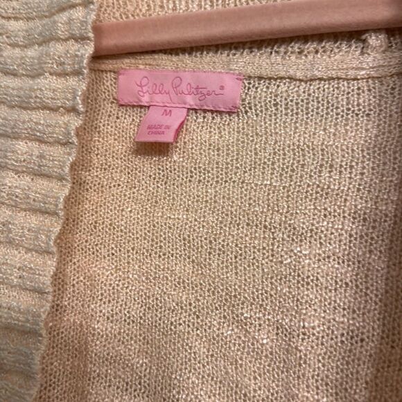 Lilly Pulitzer Amalie Open Front Cardigan Oatmeal Cream Size Medium - Picture 3 of 4